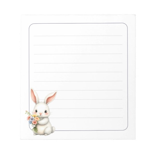 Bloco De Notas Cute Bunny Rabbit Spring Stationery Gift Lined (Frente)