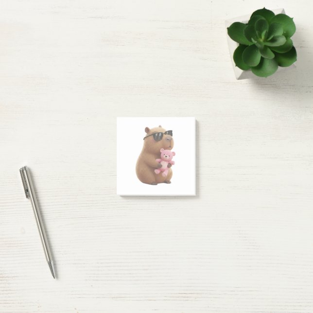 Bloco De Notas Cute Capybara Hugging Teddy Bear Post-it Notes (Escritótio)