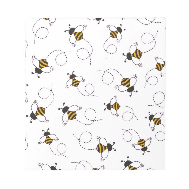 Bloco De Notas Cute Cartoon Bee Honeybee Seamless Pattern Sticky  (Frente)