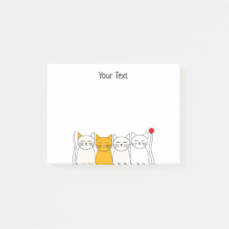 Bloco De Notas Cute Cat Squad Sticky Notes Minimalist Feline Fun