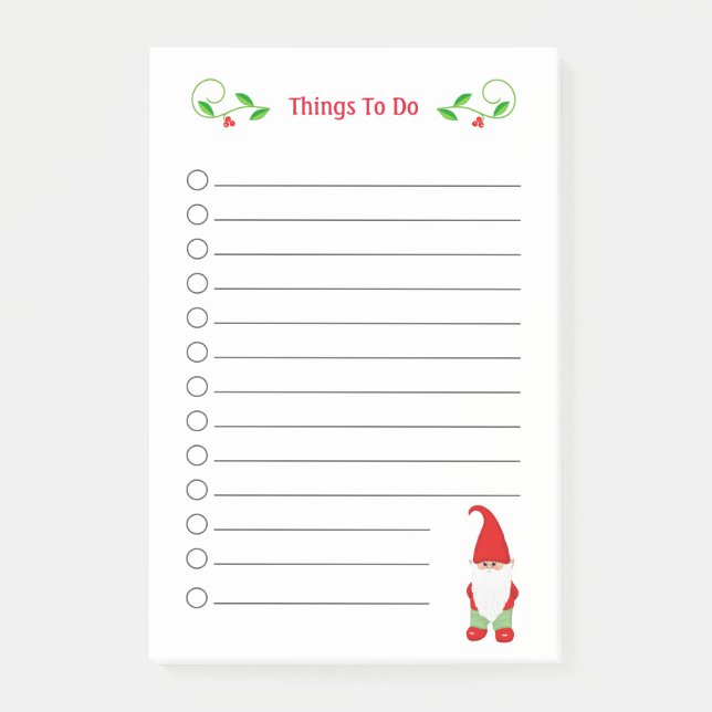 Bloco De Notas Cute Coisas de Natal Gnome para Fazer Post-it Note (Frente)