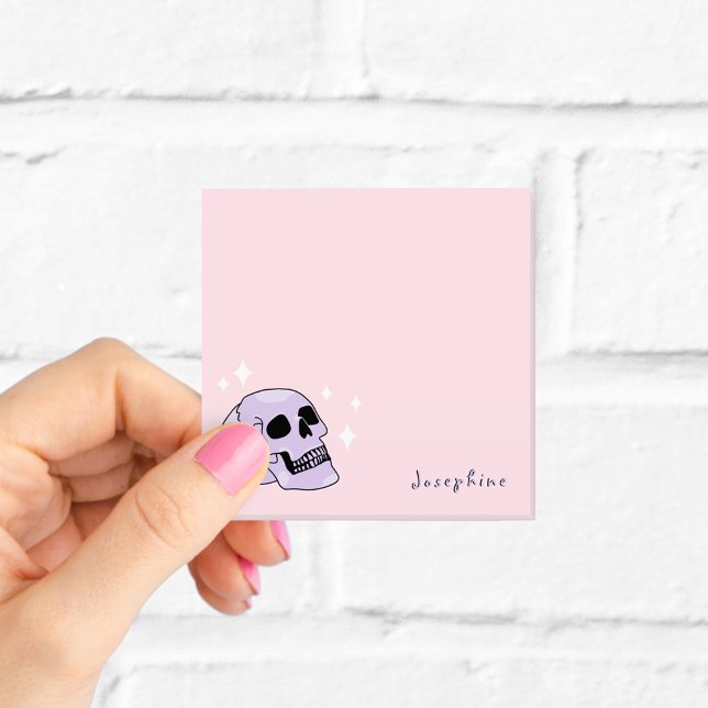 Bloco De Notas Cute Crânio Bruxinha Rosa e Roxo (Criador carregado)