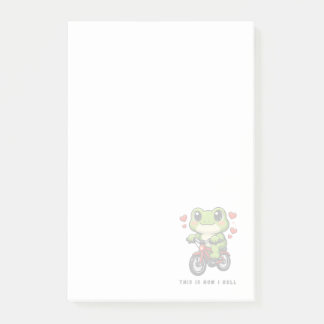Bloco De Notas Cute Cycling Frog | Kawaii Frog Bicycle Art