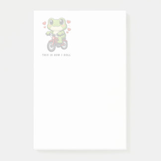 Bloco De Notas Cute Cycling Frog | Kawaii Frog Bicycle Art