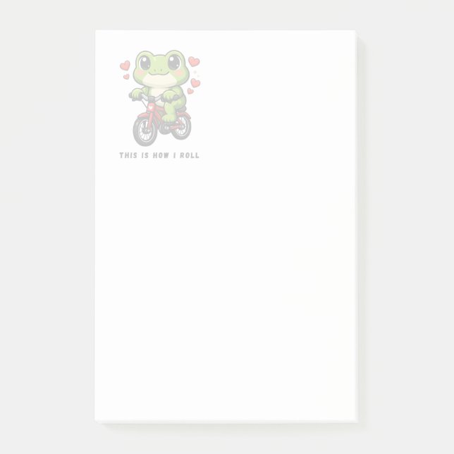 Bloco De Notas Cute Cycling Frog | Kawaii Frog Bicycle Art (Frente)