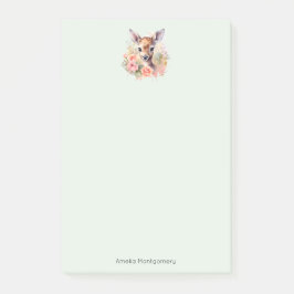 Bloco De Notas Cute Deer Cercado Por Rosas