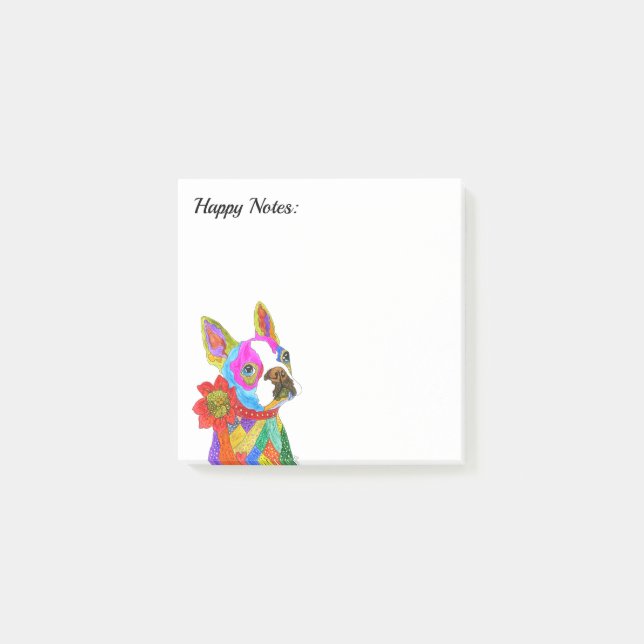 Bloco De Notas Cute e Colorido Boston Terrier (Frente)