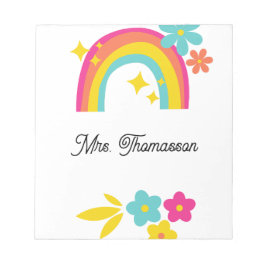 Bloco De Notas Cute Flowers Stars Rainbow Teacher Notepad