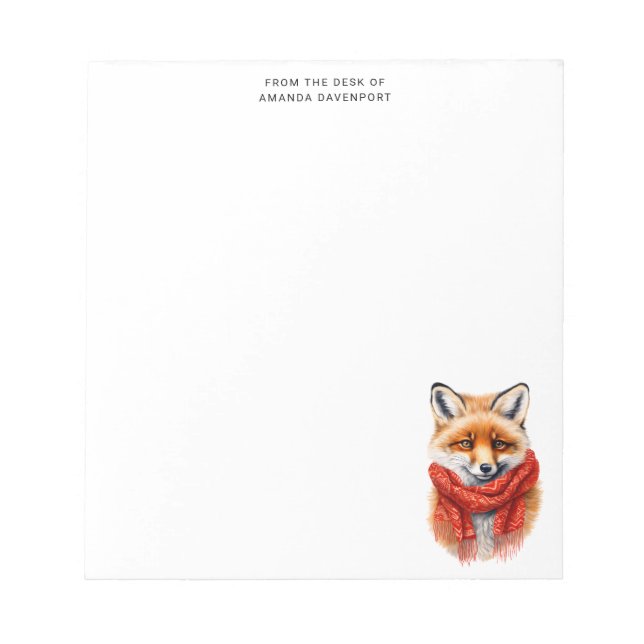 Bloco De Notas Cute Fox in a Red Scarf Autumn Image (Frente)