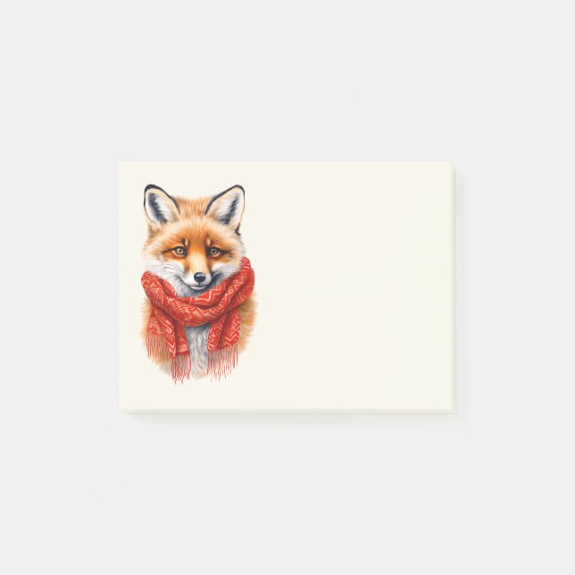 Bloco De Notas Cute Fox in a Red Scarf Autumn Image (Frente)