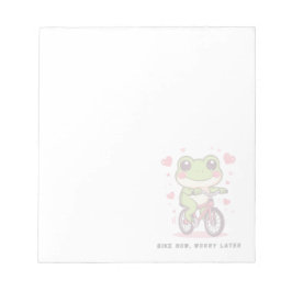 Bloco De Notas Cute Frog Riding Bicycle | Funny Frog Lover Gift