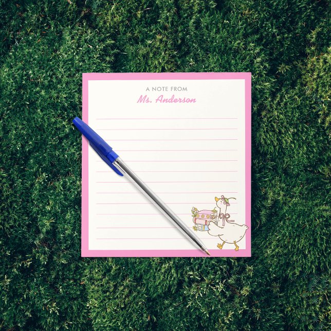 Bloco De Notas Cute Goose Holding Books Teacher Appreciation Gift (Criador carregado)