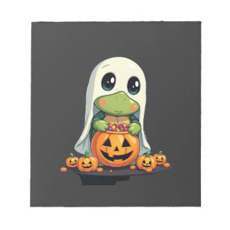 Bloco De Notas Cute Halloween Turtle Ghost with Candy (5)