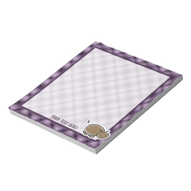 Bloco De Notas Cute Hippo; Roxo (Invertido)