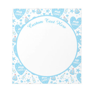 Bloco De Notas Cute I Love Summer Blue Heart Sail Boat Starfish