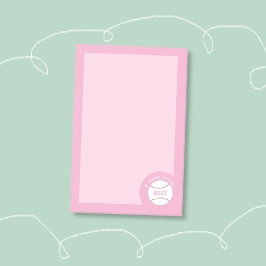 Bloco De Notas Cute Notas de Beisebol Rosa Feminino