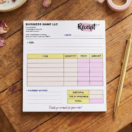 Bloco De Notas Cute Order Receipts | Small Business Name Invoice