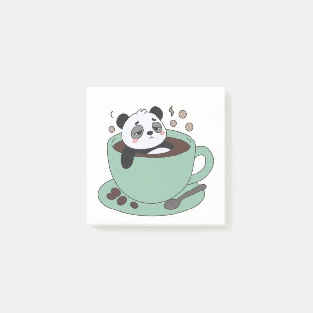 Bloco De Notas Cute Panda In Coffee Cup Coffee Lover Gift (Frente)