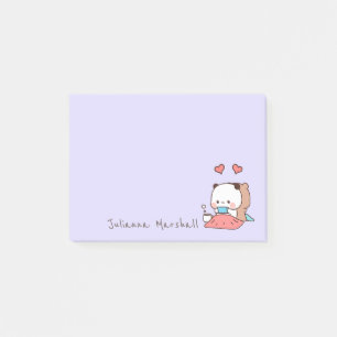 Bloco De Notas Cute Panda urso casal, Kawaii Cartoon Name