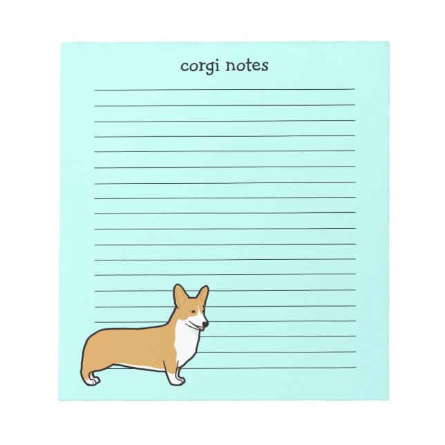 Bloco De Notas Cute Pembroke Welsh Corgi Lined (Frente)