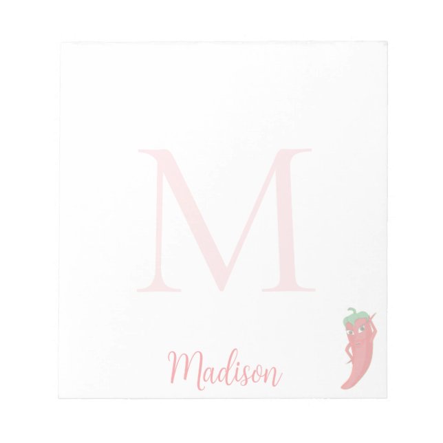 Bloco De Notas Cute Pepper Custom Name Initial  (Frente)