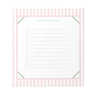 Bloco De Notas Cute Personalised Pink And Green Stripes Note List