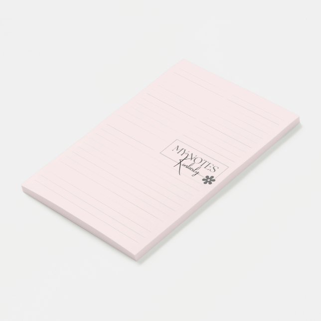 Bloco De Notas Cute Personalized Lined Simple Modern Pink (Inclinado)