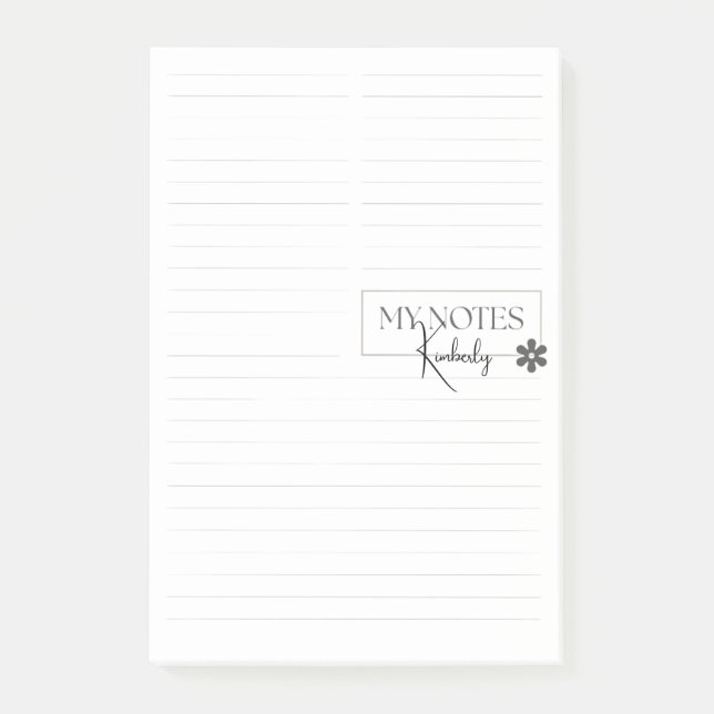 Bloco De Notas Cute Personalized Lined Simple Modern White (Frente)