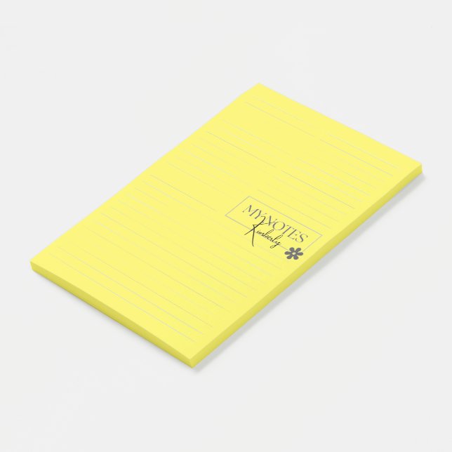 Bloco De Notas Cute Personalized Lined Simple Modern Yellow (Inclinado)