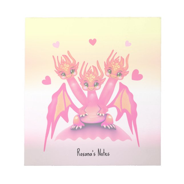 Bloco De Notas Cute pink dragons (Frente)