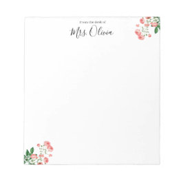 Bloco De Notas Cute Pink Floral Teacher Notepad