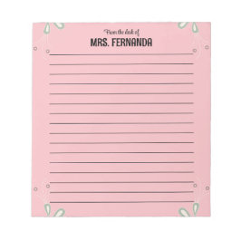 Bloco De Notas Cute Pink Teacher Lined Paper From The Desk Of 