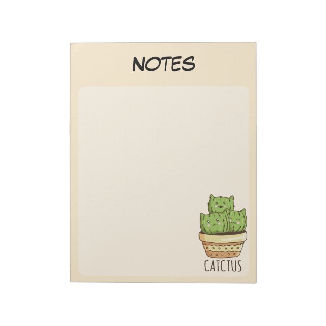 Bloco de Notas Cute Potted Cactus Botanical Lined (Invertido)