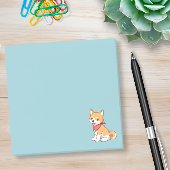 Bloco De Notas Cute Puppy Dog Shiba Inu on Blue (Criador carregado)