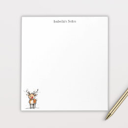 Bloco De Notas Cute Rudolph Reindeer Christmas Illustration