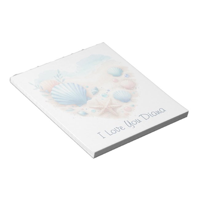 Bloco De Notas Cute Seashell Heart Beach Love Valentine's Day (Inclinado)