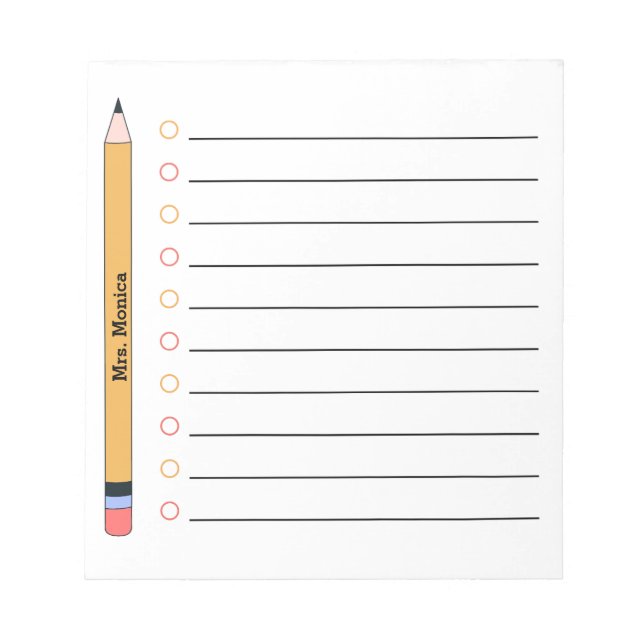 Bloco De Notas Cute Teacher Appreciation Personalized  (Frente)