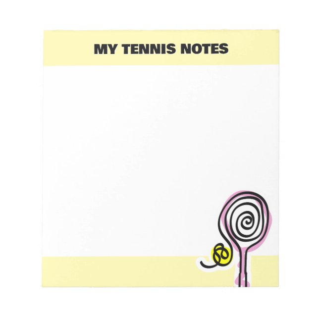 Bloco De Notas Cute tennis notepad with quirky racket drawing (Frente)