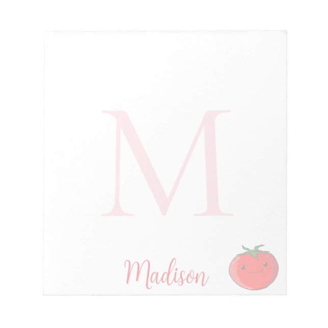 Bloco De Notas Cute Tomato Custom Name Initial  (Frente)