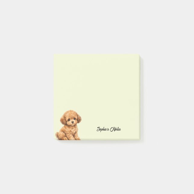 Bloco De Notas Cute Watercolor Poodle Trendy Custom (Frente)