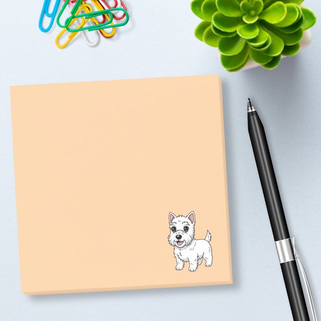 Bloco De Notas Cute West Highland White Terrier Dog Beige (Criador carregado)