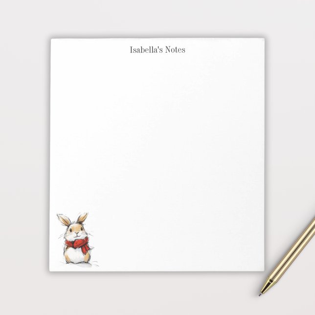 Bloco De Notas Cute Winter Bunny Sketch Illustration (Criador carregado)