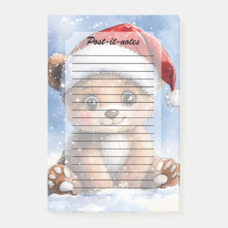 Bloco De Notas Cute Winter Christmas Santa Bear Cub Watercolor