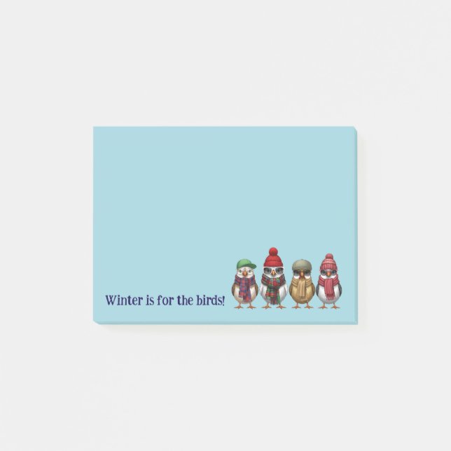 Bloco De Notas Cute Winter Post It Notes | Winter Birds  (Frente)