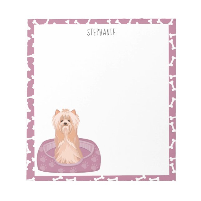 Bloco De Notas Cute Yorkshire Terrier Birthday Notepad (Frente)