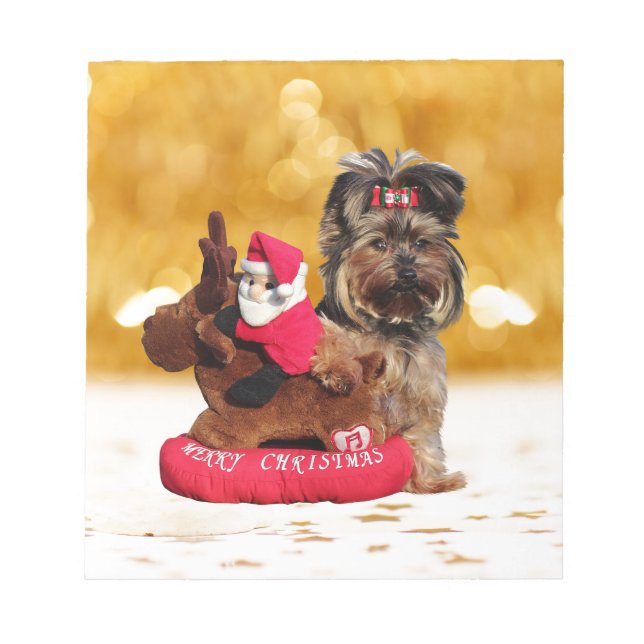 Bloco De Notas Cute Yorkshire Terrier Felry Natal (Frente)