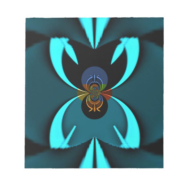 Bloco De Notas Cyan Abstrato Art Impressão (Frente)