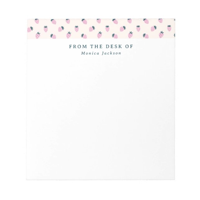 Bloco De Notas Da escrivaninha do padrão de morango (Frente)