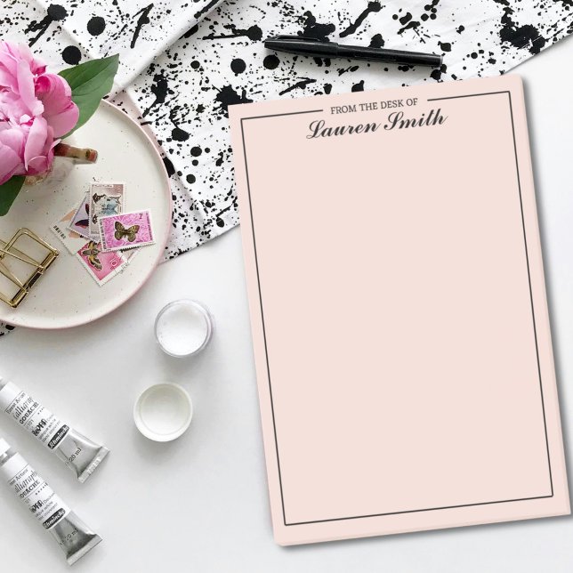Bloco De Notas Da Escrivaninha Elegante Mínima Rosa (Criador carregado)