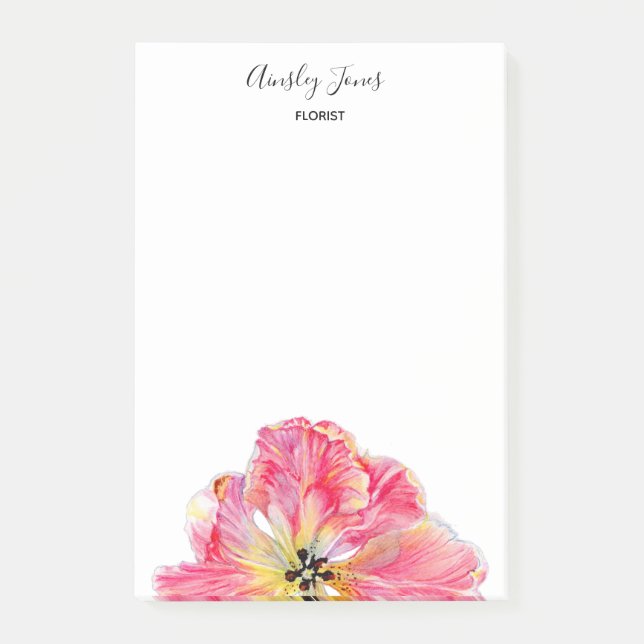 Bloco de notas da flor Tulipa Rosa (Frente)
